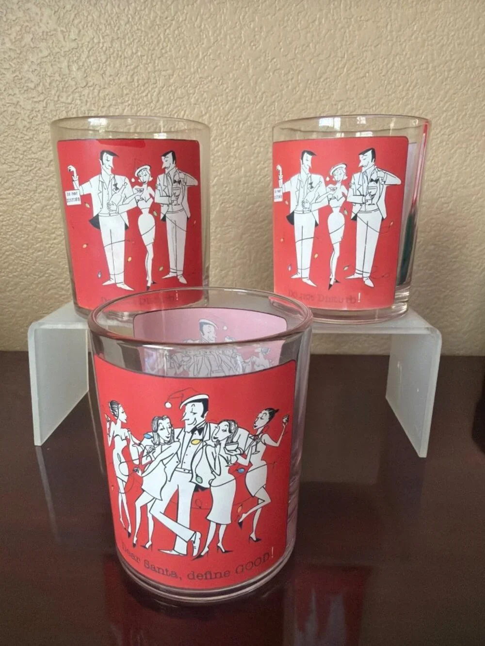 Mud Pie Mildly Inappropriate Christmas Bar Glasses Set of 3 Holiday Cocktail